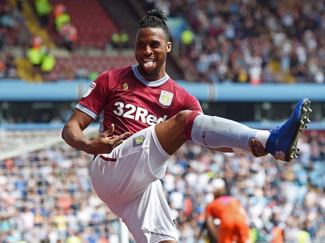 Jonathan Kodjia has a leg-based celebration after scoring for Aston Villa on April 22, 2019