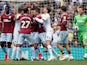 Leeds and Aston Villa players scrap during their Championship clash on April 28, 2019