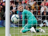 Manchester United goalkeeper David de Gea looks on after conceding against Chelsea on April 28, 2019