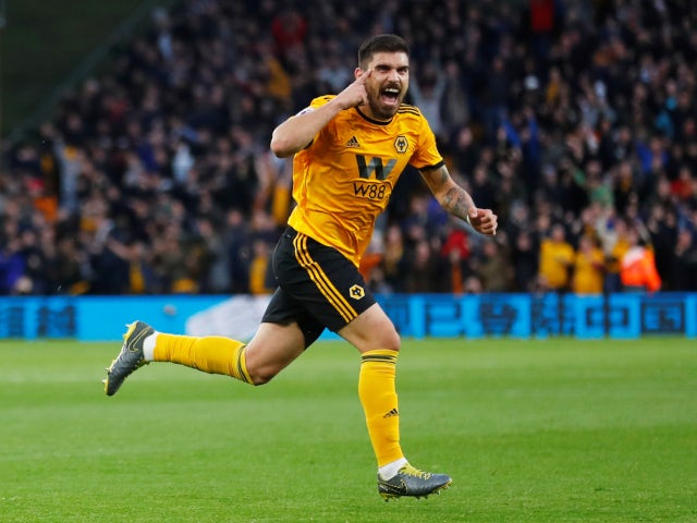 Wolverhampton Wanderers' Ruben Neves celebrates scoring a free kick against Arsenal in the Premier League on April 24, 2019.