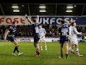 Sale Sharks players celebrate after the match against Bath on April 26, 2019