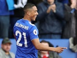 Youri Tielemans celebrates scoring during the Premier League game between Leicester City and Arsenal on April 28, 2019