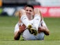 Fulham's Aleksandar Mitrovic takes a break on May 4, 2019