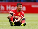 Alexis Sanchez on the deck during the Premier League game between Huddersfield Town and Manchester United on May 5, 2019