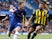 Andreas Christensen and Troy Deeney in action during the Premier League game between Chelsea and Watford on May 5, 2019