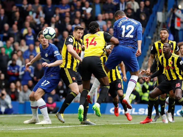 Ruben Loftus-Cheek sends in the first during the Premier League game between Chelsea and Watford on May 5, 2019
