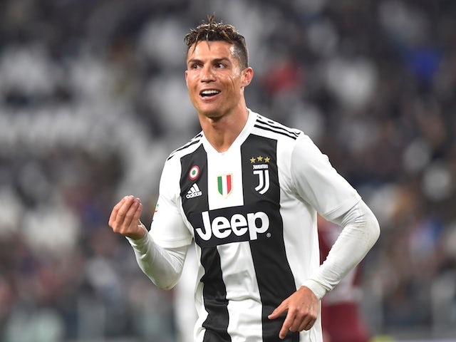 Juventus striker Cristiano Ronaldo celebrates scoring against Torino on May 3, 2019