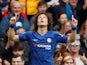 David Luiz celebrates getting the second during the Premier League game between Chelsea and Watford on May 5, 2019