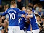 Everton's Seamus Coleman celebrates scoring their second goal against Burnley on May 3, 2019