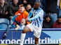 Isaac Mbenza celebrates scoring during the Premier League game between Huddersfield Town and Manchester United on May 5, 2019