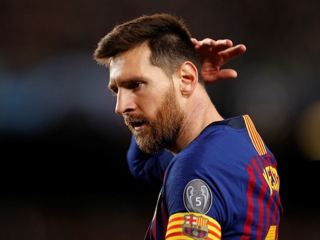 Barcelona captain Lionel Messi briefly pops his head out of Joel Matip's pocket during the Champions League clash with Liverpool on May 1, 2019