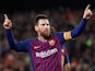 Barcelona GOAT Lionel Messi celebrates after scoring during the Champions League semi-final against Liverpool on May 1, 2019
