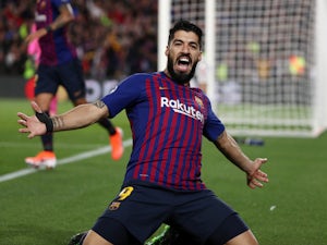 Barcelona striker Luis Suarez celebrates scoring against Liverpool on May 1, 2019