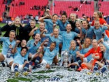 MAnchester City Women celebrate winning the Women's FA Cup on May 4, 2019