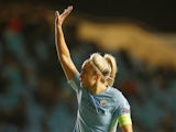 Steph Houghton in action for Manchester City Women in March 2018