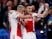 Ajax's Hakim Ziyech celebrates scoring his side's second goal against Tottenham Hotspur with Dusan Tadic on May 8, 2019