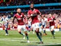Aston Villa's Tammy Abraham celebrates scoring against West Bromwich Albion in the Championship playoffs on May 11, 2019.