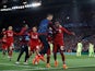 Liverpool celebrate Divock Origi's winning goal against Barcelona in the Champions League on May 7, 2019.
