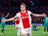 Ajax captain Matthijs de Ligt celebrates after putting his side a goal in front against Tottenham Hotspur on May 8, 2019
