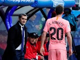 Barcelona boss Ernesto Valverde watches on during the La Liga clash against Eibar on May 19, 2019