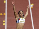 Jade Johnson jumping long in 2012