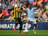 Manchester City's Raheem Sterling in action with Watford's Gerard Deulofeu during the FA Cup final on May 18, 2019