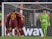 AS Roma's Edin Dzeko celebrates scoring their second goal with team mates as Juventus' Wojciech Szczesny looks on on May 12, 2019