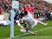 Sale Sharks Denny Solomona scores his side's seventh try against Gloucester on May 18, 2019