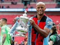Manchester City captain Vincent Kompany celebrates winning the FA Cup on May 18, 2019