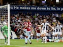 Craig Dawson opens the scoring for West Bromwich Albion in their Championship playoff semi-final second leg against Aston Villa on May 14, 2019