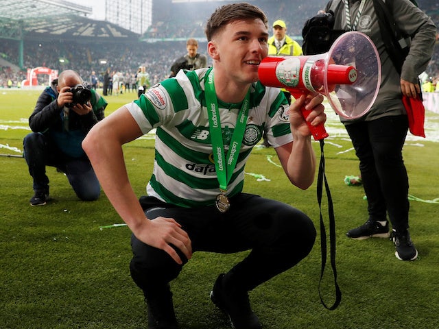 Celtic's Kieran Tierney pops a squat on May 19, 2019