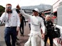 Lewis Hamilton celebrates qualifying in pole position for the Monaco Grand Prix in May 25, 2019