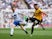 Newport County's Regan Poole in action with Tranmere Rovers' Connor Jennings in the League Two playoff final on May 25, 2019