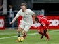 Paris Saint-Germain full-back Thomas Meunier in Ligue 1 action with Dijon's Wesley Said on March 12, 2019