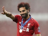 Mohamed Salah celebrates winning the Champions League with Liverpool on June 1, 2019