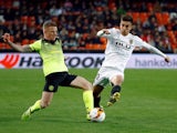 Valencia's Ferran Torres in action against Celtic in the Europa League on February 21, 2019