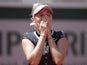 Amanda Anisimova celebrates winning her French Open quarter-final on May 6, 2019