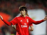 Benfica's Joao Felix celebrates scoring his side's opening goal in the Europa League clash with Eintracht Frankfurt in April 2019