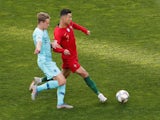 Portugal attacker Cristiano Ronaldo in action with Netherlands midfielder Frenkie de Jong in the UEFA Nations League final on June 9, 2019