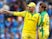 Australia's Aaron Finch speaks to Adam Zampa on June 9, 2019