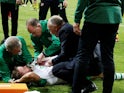 Republic of Ireland's Alan Judge receives treatment from medical staff on June 8, 2019