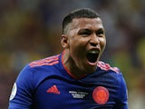 Colombia's Roger Martinez celebrates scoring against Argentina in the Copa America on June 15, 2019