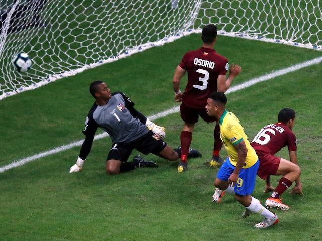 Brazil attacker Gabriel Jesus has a goal disallowed by VAR in the Copa America clash with Venezuela on June 18, 2019
