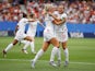 England's Alex Greenwood celebrates scoring their third goal with Fran Kirby against Cameroon on June 23, 2019