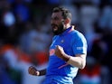 Mohammed Shami celebrates taking a hat-trick for India against Afghanistan on June 22, 2019