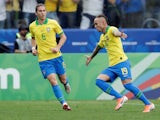Everton celebrates scoring Brazil's third goal against Peru in the Copa America group clash on June 22, 2019