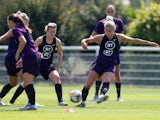 England's Steph Houghton with Ellen White and team mates during training on June 26, 2019
