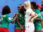 Cameroon's Ajara Nchout reacts after their first goal was disallowed following a VAR review against England