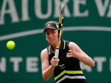 Britain's Johanna Konta in action during her round of 16 match against Tunisia's Ons Jabeur on June 26, 2019