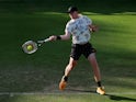 Britain's Kyle Edmund in action during his round of 16 match against Britain's Cameron Norrie on June 26, 2019